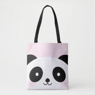 Bolso De Tela Cute Kawaii Personalizado Panda Bear Face Rosa