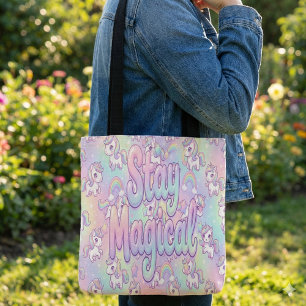 Bolso De Tela Cute Kawaii Unicornio Arcoíris Pastel Mágico