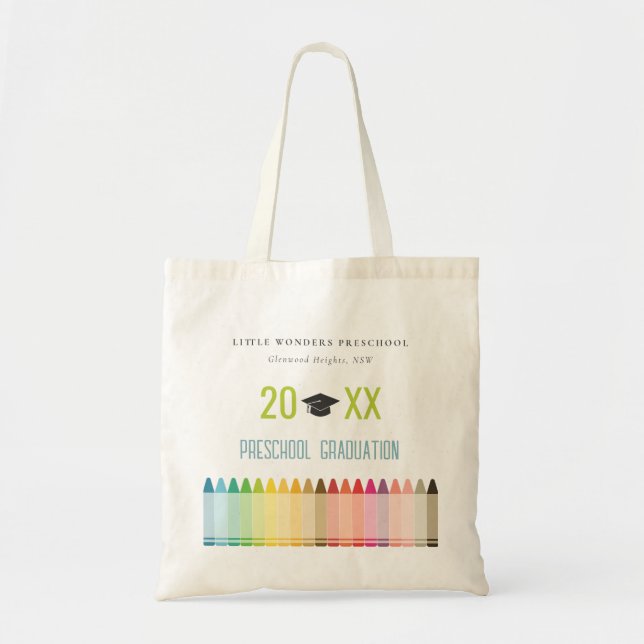 Bolso De Tela Cute Kids Crayon Divertido Rainbow Preescolar Grad (Frente)