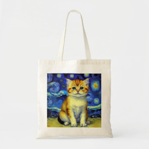 Bolso De Tela Cute Kitten Starry Night Van Gogh