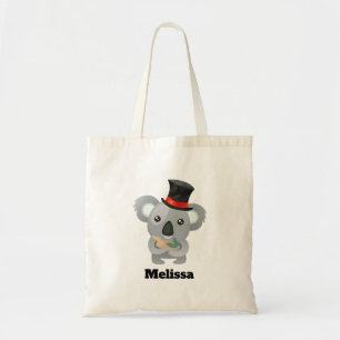 Bolso De Tela Cute Koala en un negro Personalizado de sombreros