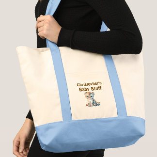 Bolso De Tela Cute leopard baby stuff name blue brown