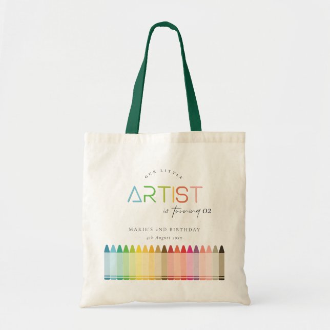Bolso De Tela Cute Little Artist Crayon Rainbow Ant Age Birthday (Frente)