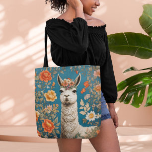Bolso De Tela Cute Llama William Morris inspirado en la floral