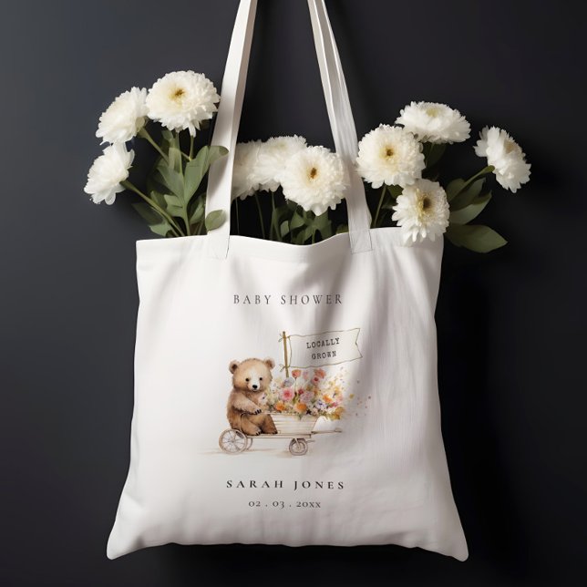 Bolso De Tela Cute local Crecer Teddy Floral Cart Baby Shower (Subido por el creador)