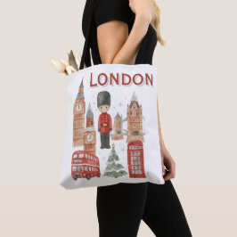 Bolso De Tela Cute London City British Guard, Big Ben & Red Bus