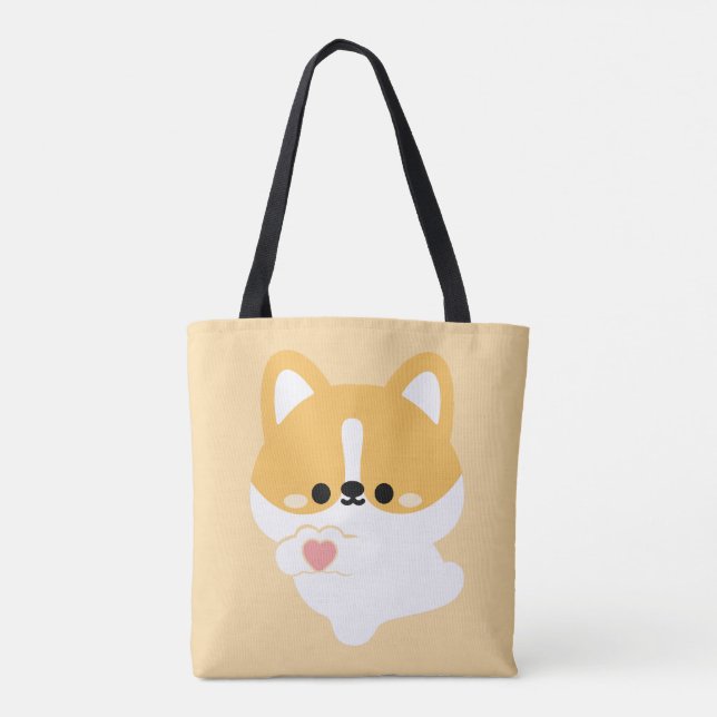 Bolso De Tela Cute Love Corgi (Reverso)