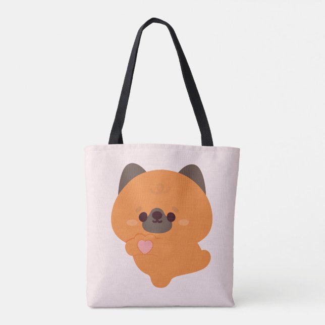 Bolso De Tela Cute Love German Shepherd Puppy (Reverso)
