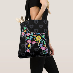 Bolso De Tela Cute Love My Schnauzer floral design