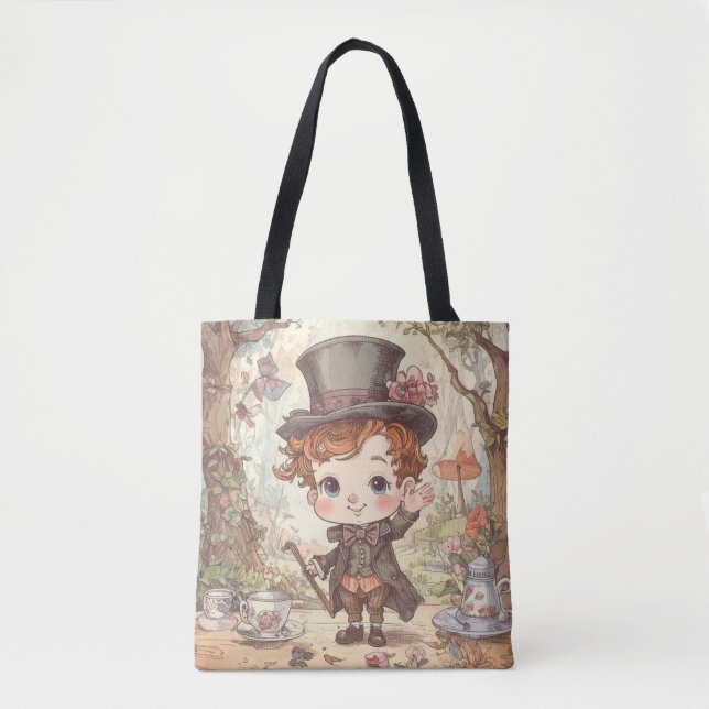 Bolso De Tela Cute Mad Hatter Whimsical Wonderland Woodland Art (Anverso)