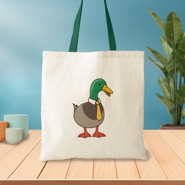 Bolso De Tela Cute Mallard Duck White Collar Necktie (Subido por el creador)
