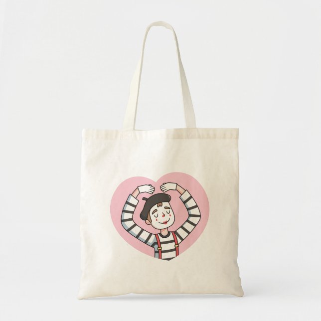 Bolso De Tela Cute Mime Love Heart Pose Doodle (Frente)