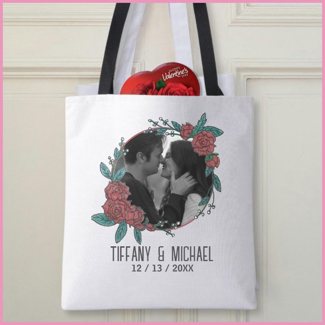 Bolso De Tela Cute Modern 1 Photo Couples Names Date Married (Subido por el creador)