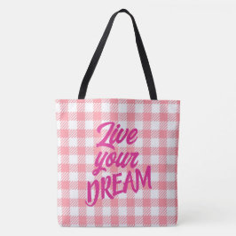 Bolso De Tela Cute moderna Girly White Pink Gingham Plaid