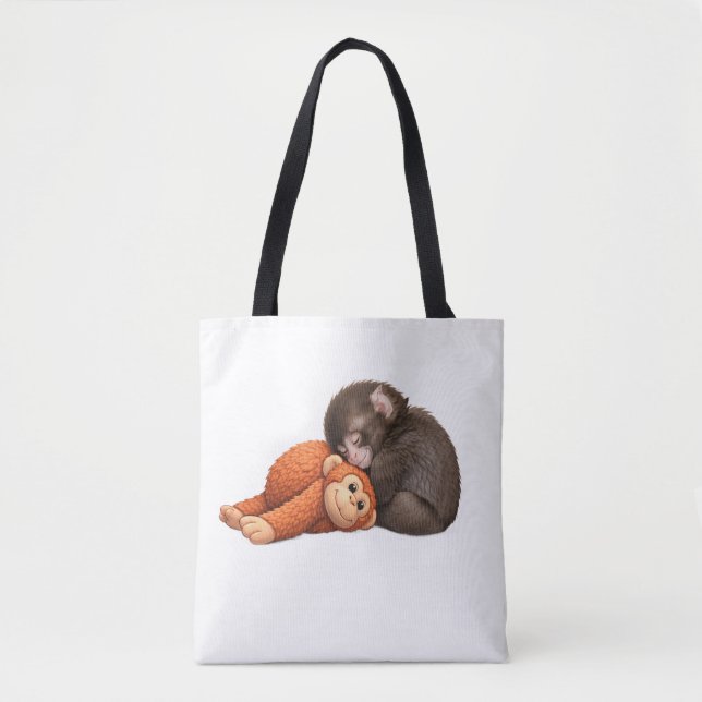 Bolso De Tela Cute Monkey Friends Tote Bag – Adorable Baby Monke (Anverso)
