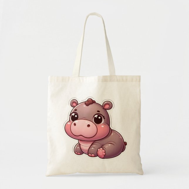 Bolso De Tela Cute Moo Deng Baby Hippo (Frente)