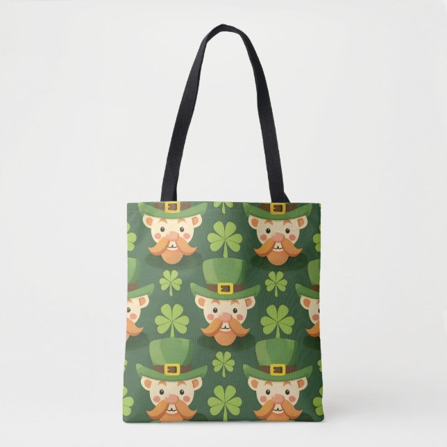Bolso De Tela Cute Mustache Leprechaun (Anverso)
