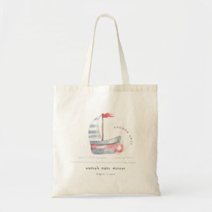 Bolso De Tela Cute Nautical Pastel Red Blue Sailboat Baby Shower