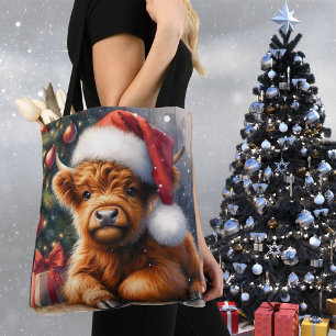 Bolso De Tela Cute Navidades Highland Cow
