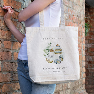 Bolso De Tela Cute Nursery Essential Leafy Blue Boy Baby Shower