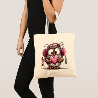 Bolso De Tela Cute Owl Valentines Day Love Custom Name