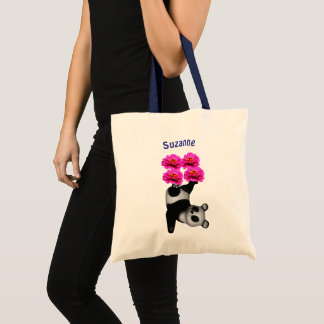 Bolso De Tela Cute Panda Bear Jugando Personalizado