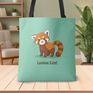 Bolso De Tela Cute Panda Rojo en Verde