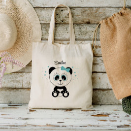 Bolso De Tela Cute Panda (verde menta)
