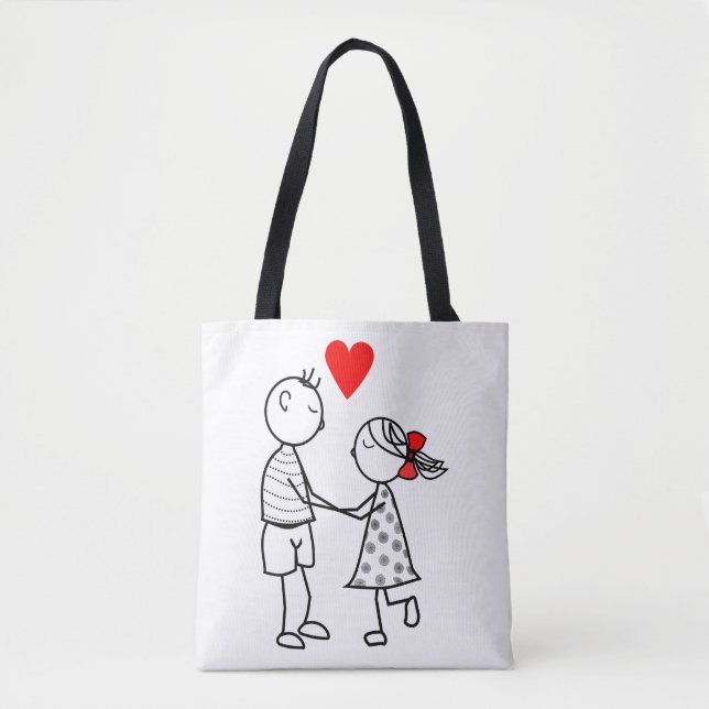 Bolso De Tela Cute Pareja Amor Tote Bag Romántico (Anverso)