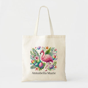 Bolso De Tela Cute Pascua flamenco rosa añadir nombre 