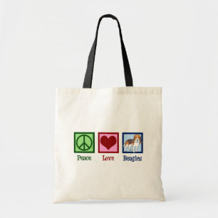 Bolso De Tela Cute Peace Love Beagles
