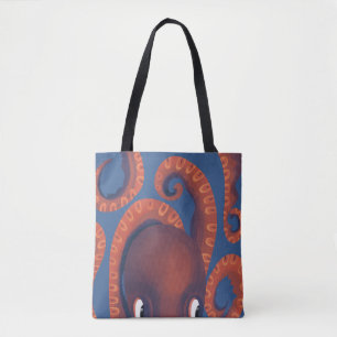 Bolso De Tela Cute Peeking Naranja Octopus Sea Life