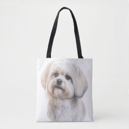 BOLSO DE TELA CUTE PEQUEÑO PERRO BLANCO MALTÉS DE PUBRE