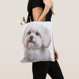 BOLSO DE TELA CUTE PEQUEÑO PERRO BLANCO MALTÉS DE PUBRE
