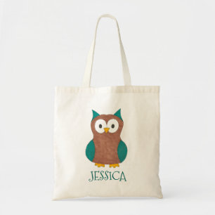 Bolso De Tela Cute Personalized Blue Owl Owls Tote Bag