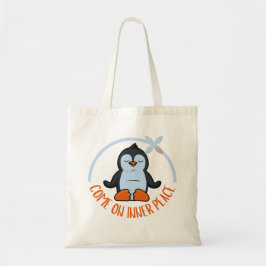 Bolso De Tela Cute pingüino meditación Yoga Tote Bag