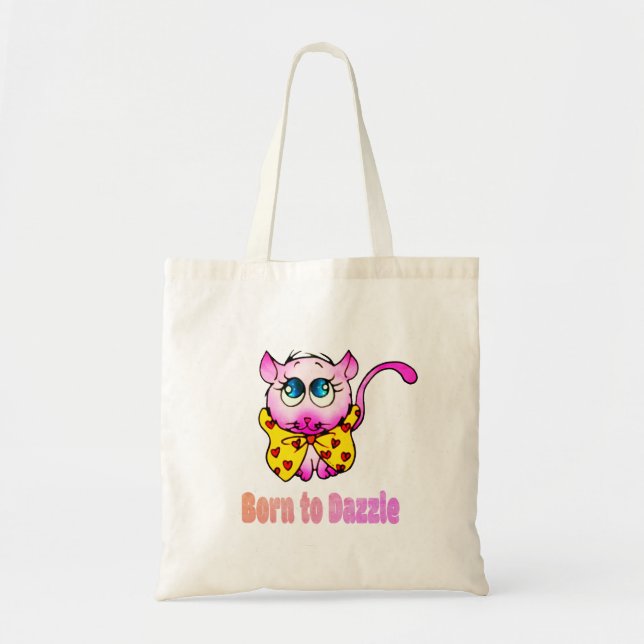 Bolso De Tela Cute Pink Kitty - Born to Dazzle Art (Frente)