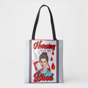 Bolso De Tela Cute Pinup_ Enfermería en mi sangre
