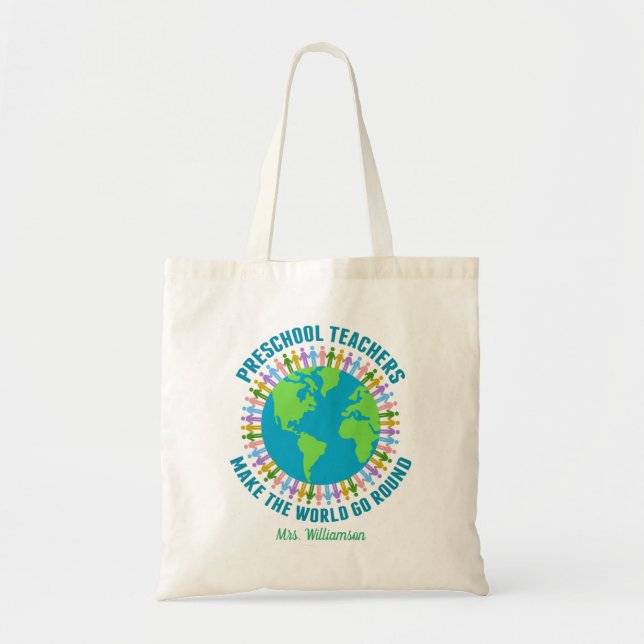 Bolso De Tela Cute Preschool Teacher World Custom School (Frente)