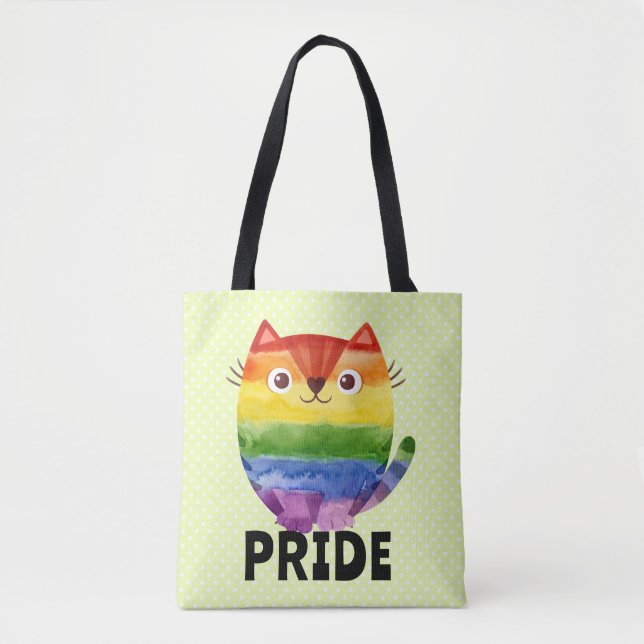 Bolso De Tela Cute Pride Kitty Watercolor (Anverso)