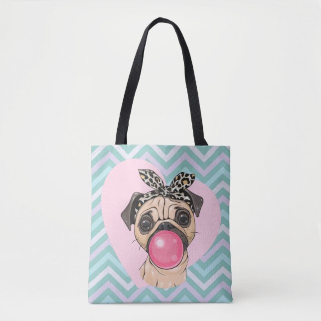Bolso De Tela Cute Pug (Anverso)
