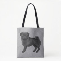 Cute Pug Mops Cartoon Perro de raza Color Negro Gr