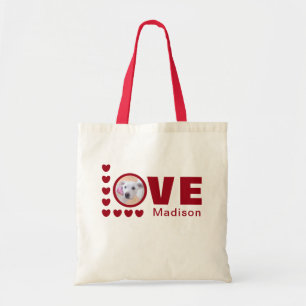Bolso De Tela Cute Puppy Dog Love Hearts Valentines Day Red Tote