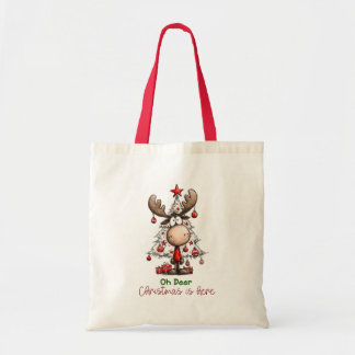 Bolso De Tela Cute Quirky Reindeer “Oh Deer, Christmas Is Here”