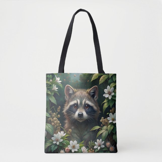Bolso De Tela Cute Raccoon (Anverso)