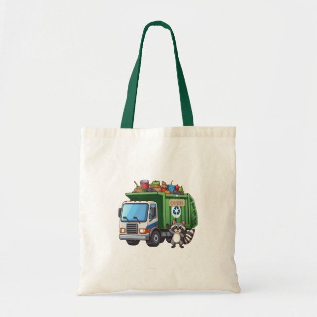 Bolso De Tela Cute raccoon and "food" truck (Frente)