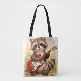 Bolso De Tela Cute Raccoon Guitar Tote Bag Kawaii Animal
