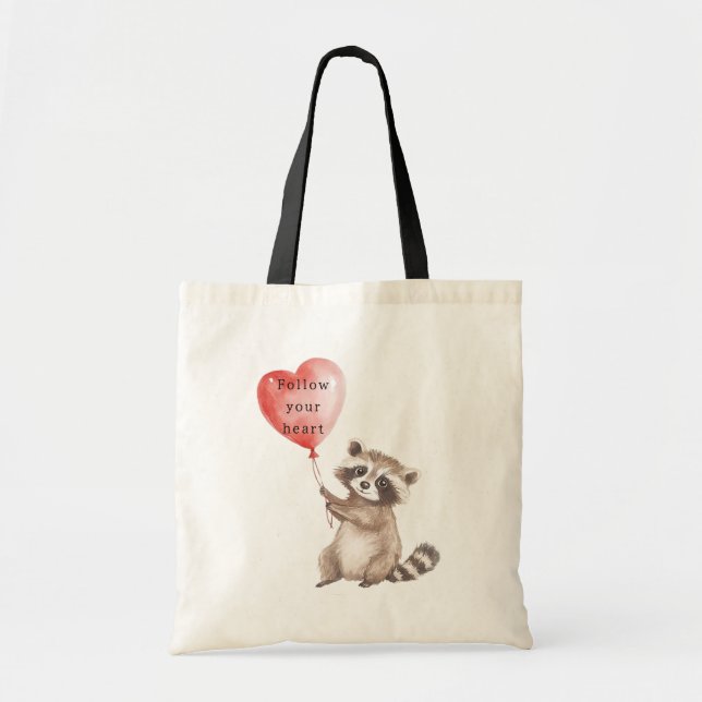 Bolso De Tela Cute Raccoon Hearloon (Frente)
