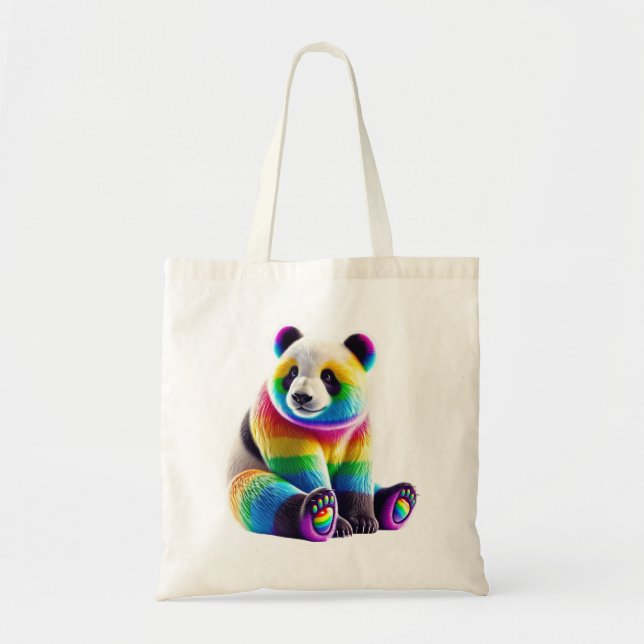 Bolso De Tela Cute Rainbow Panda (Frente)