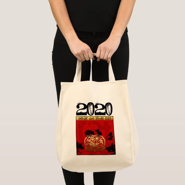 Bolso De Tela Cute Rat Chinese Year 2020 Zodiac Birthday GTB1 (Anverso (producto))
